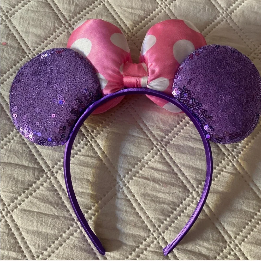 Pink and Purple Polka Dot Mouse Ears Headband